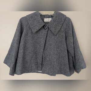 Maestro Symphony Harmony Style Gray Tweed Pleated Cropped Bolero Jacket (SIZE S)